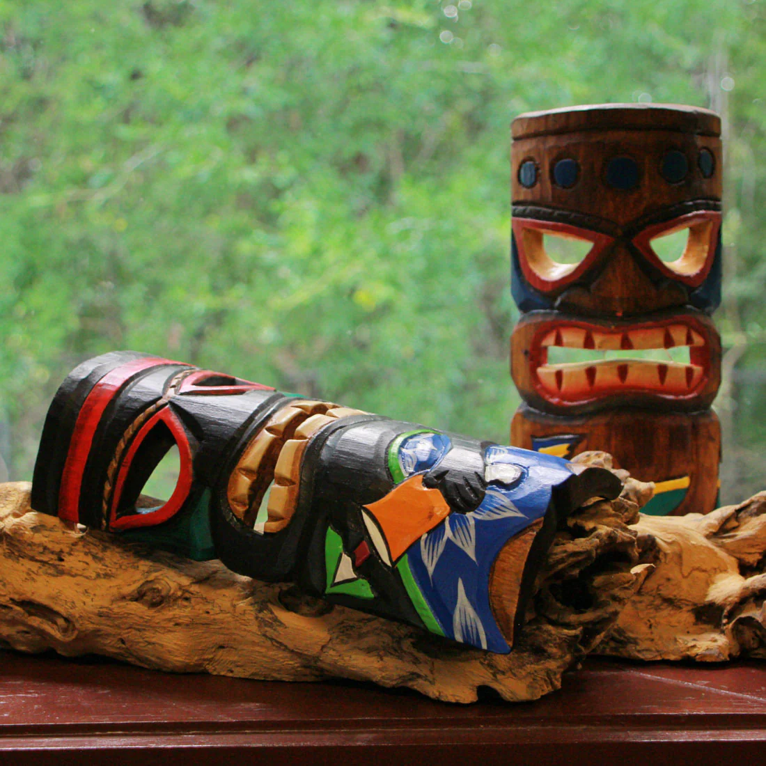 Set of 5 Polynesian Style Wooden Tiki Masks 12 Inch - Image 5