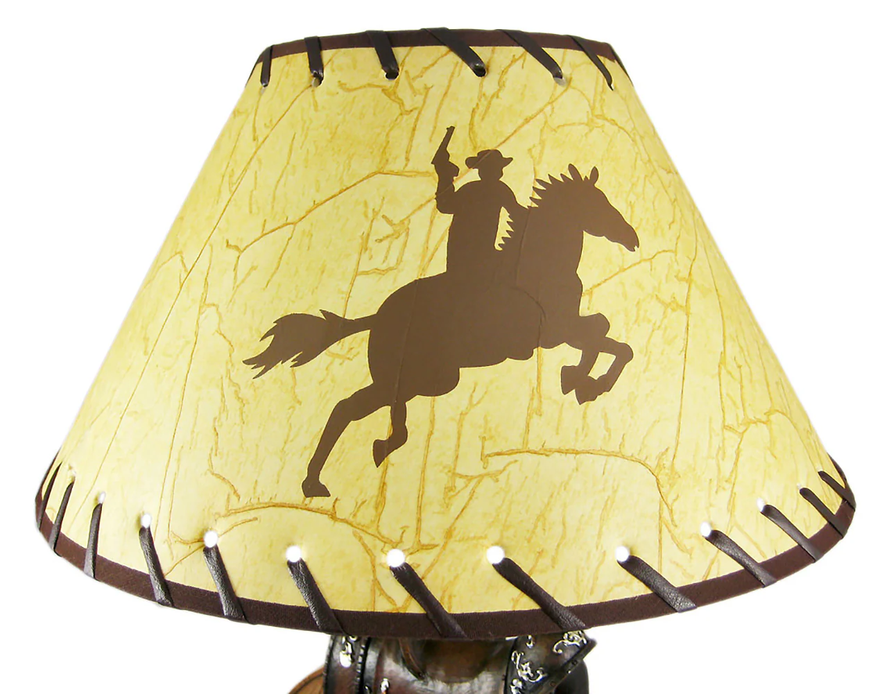 Western Saddle Table Lamp W/ Cowboy Print Shade - Image 5