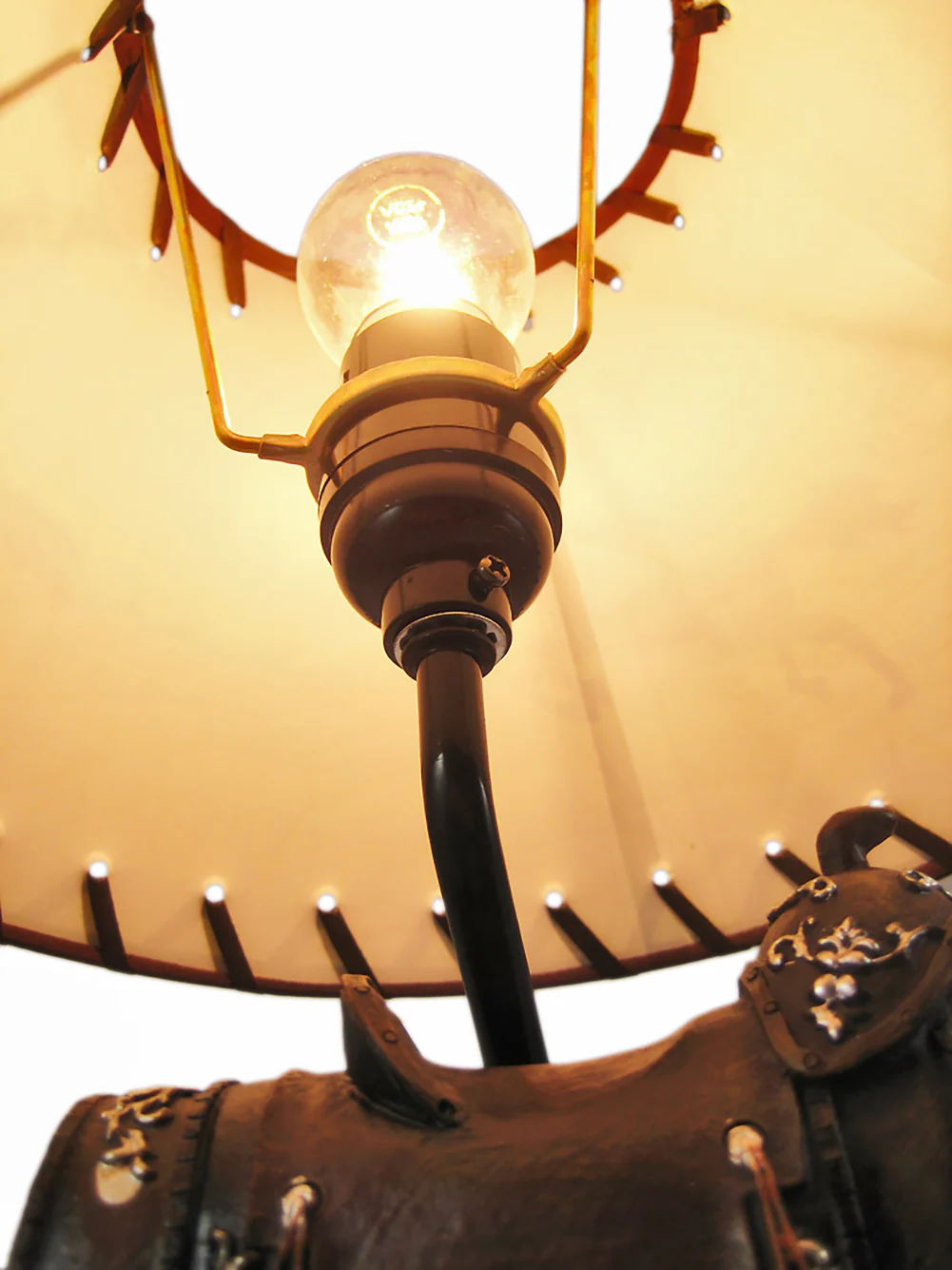 Western Saddle Table Lamp W/ Cowboy Print Shade - Image 6