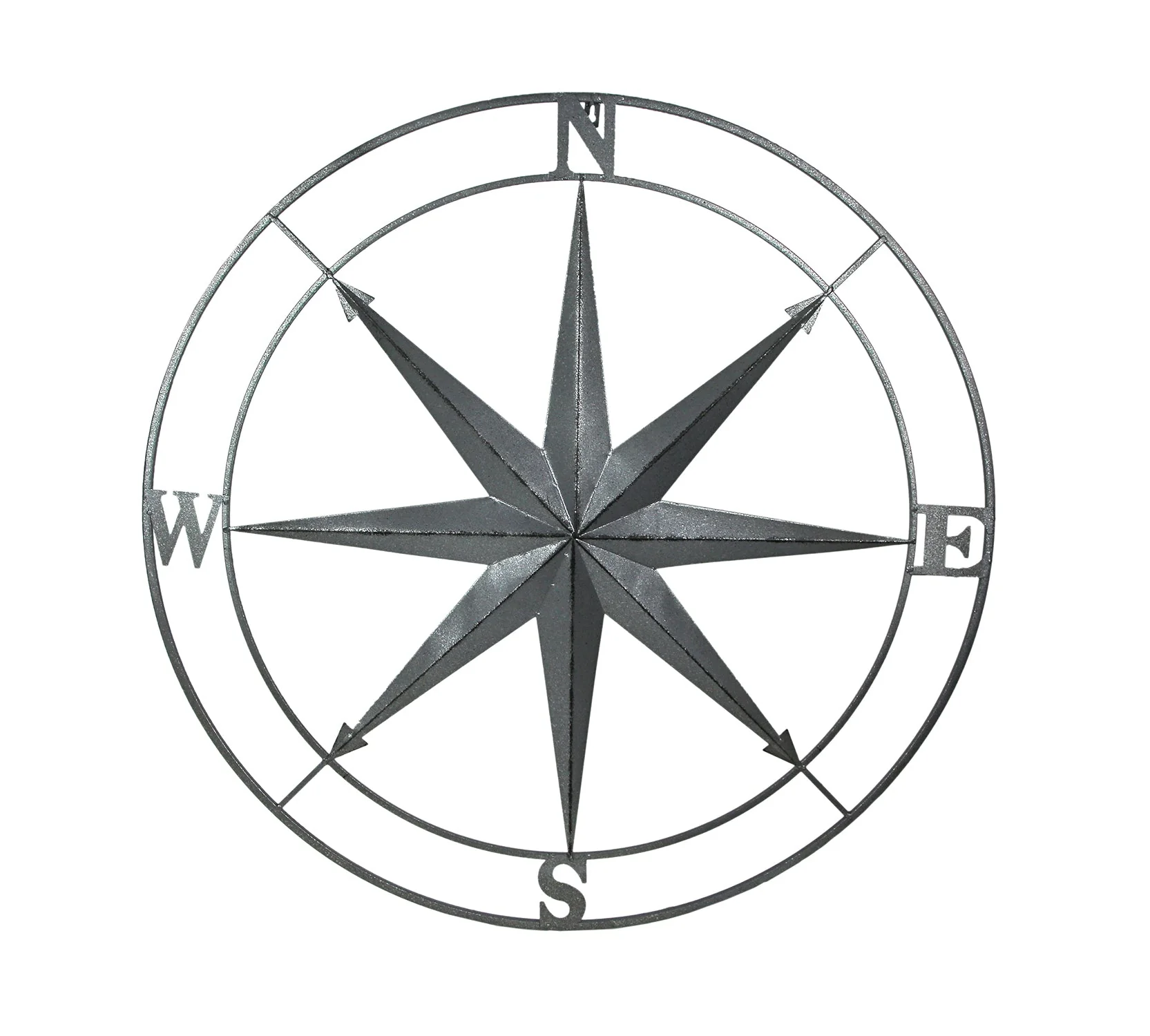 Galvanized Zinc Finish Metal Indoor/Outdoor Nautical Compass Rose Wall Hanging 36 in. - Image 3