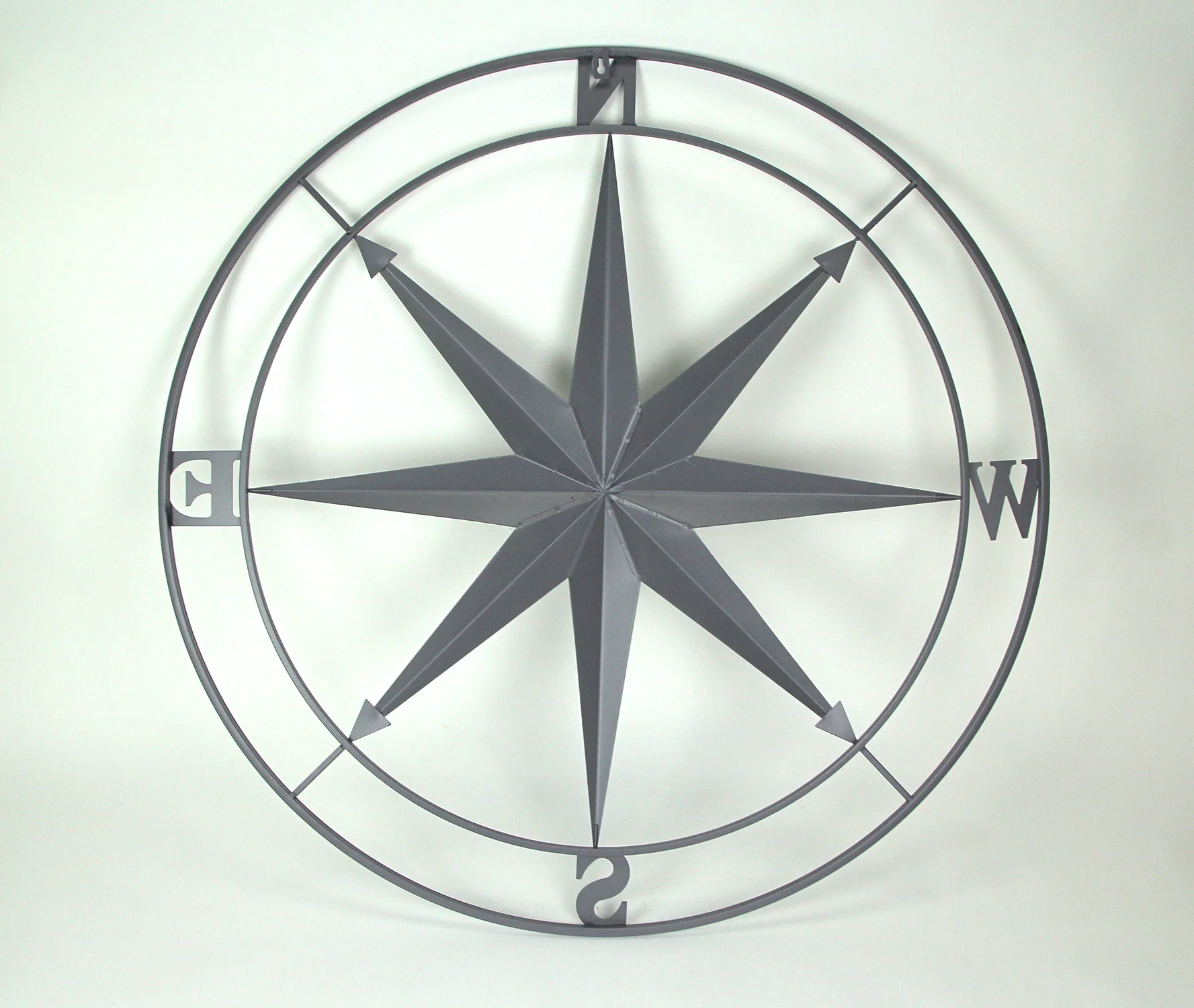 Galvanized Zinc Finish Metal Indoor/Outdoor Nautical Compass Rose Wall Hanging 36 in. - Image 6