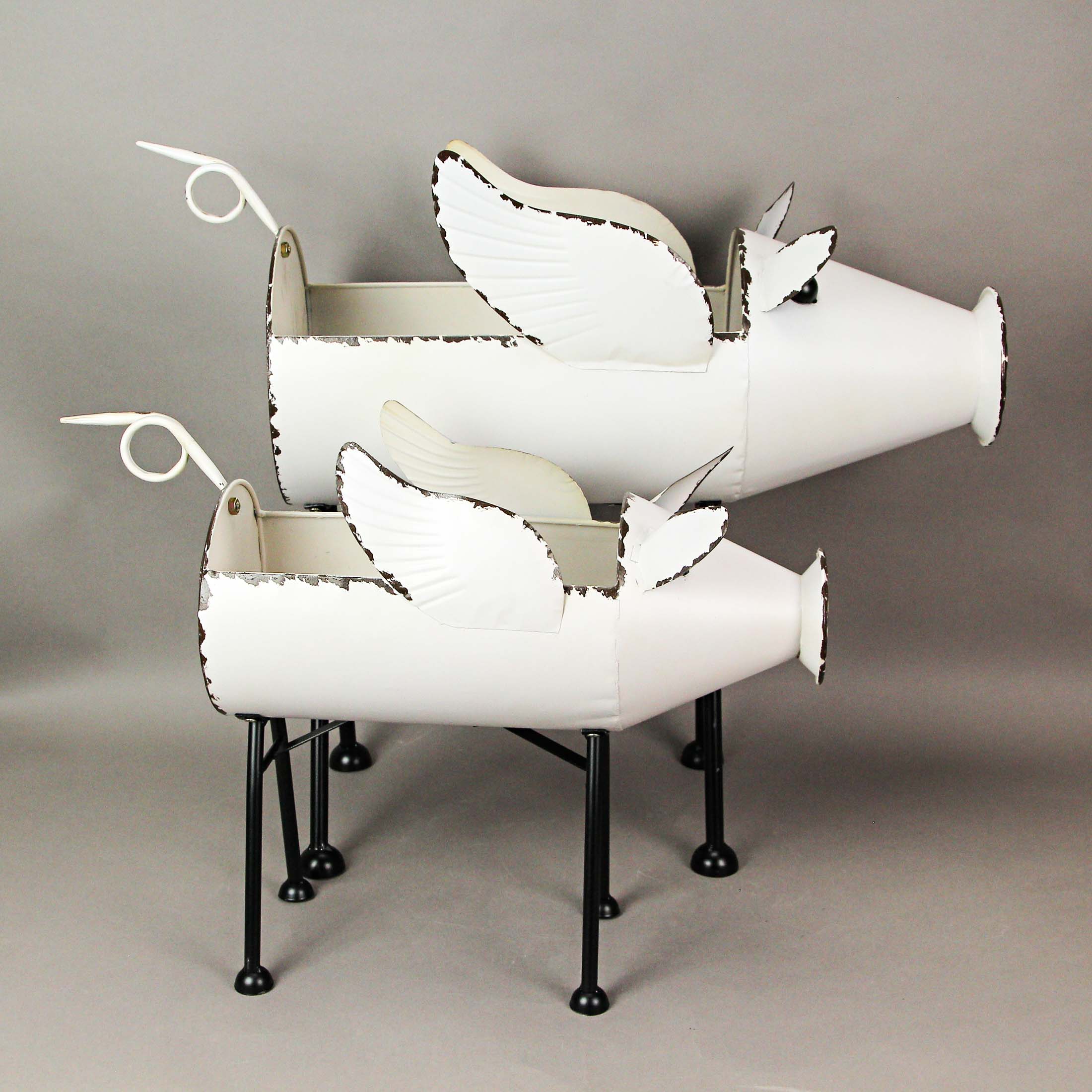 Galvanized Standing Pig Planters Set Of 2 - Image 9