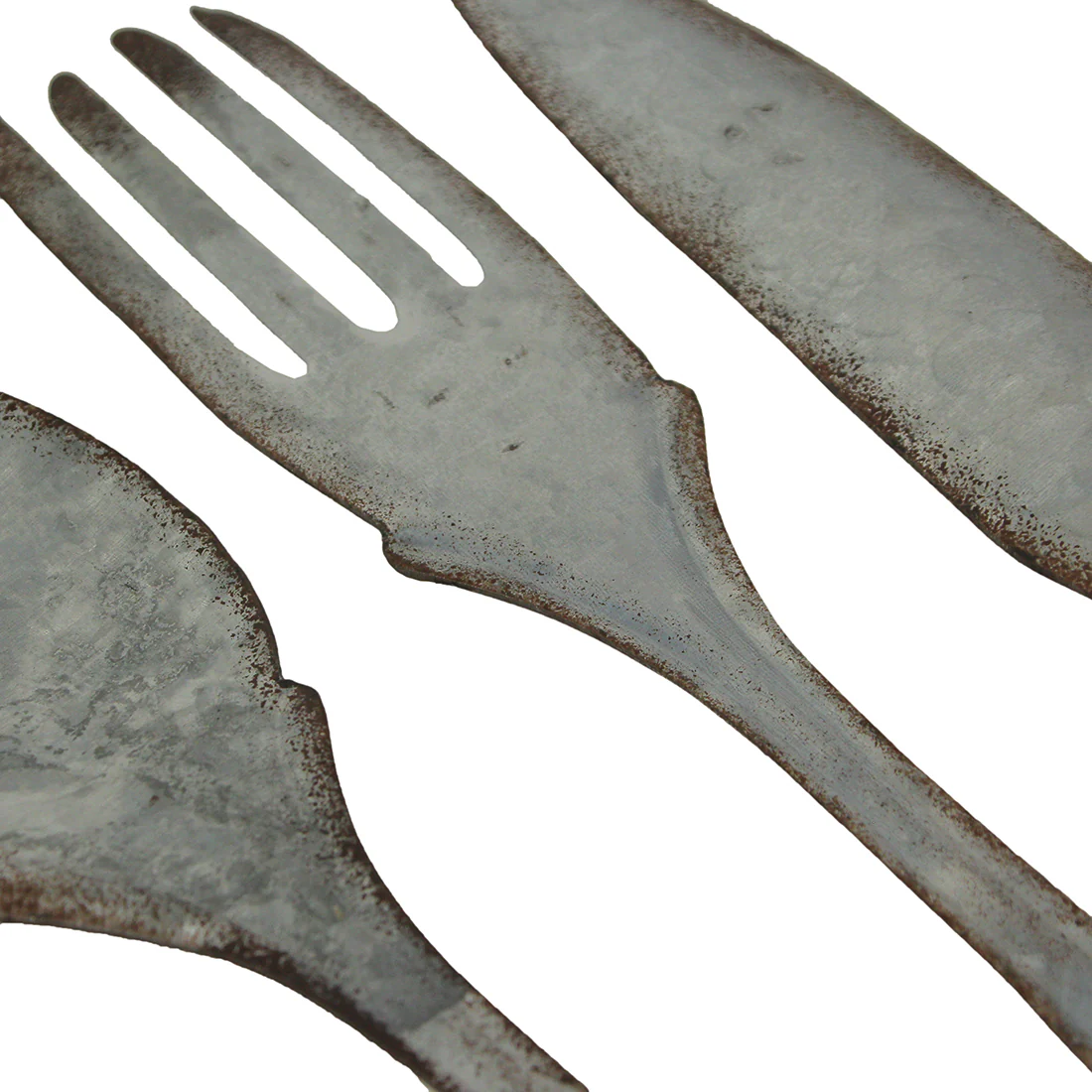 Large Galvanized Metal Fork Spoon Knife Farmhouse Decor Kitchen Wall Hanging Set - Image 3