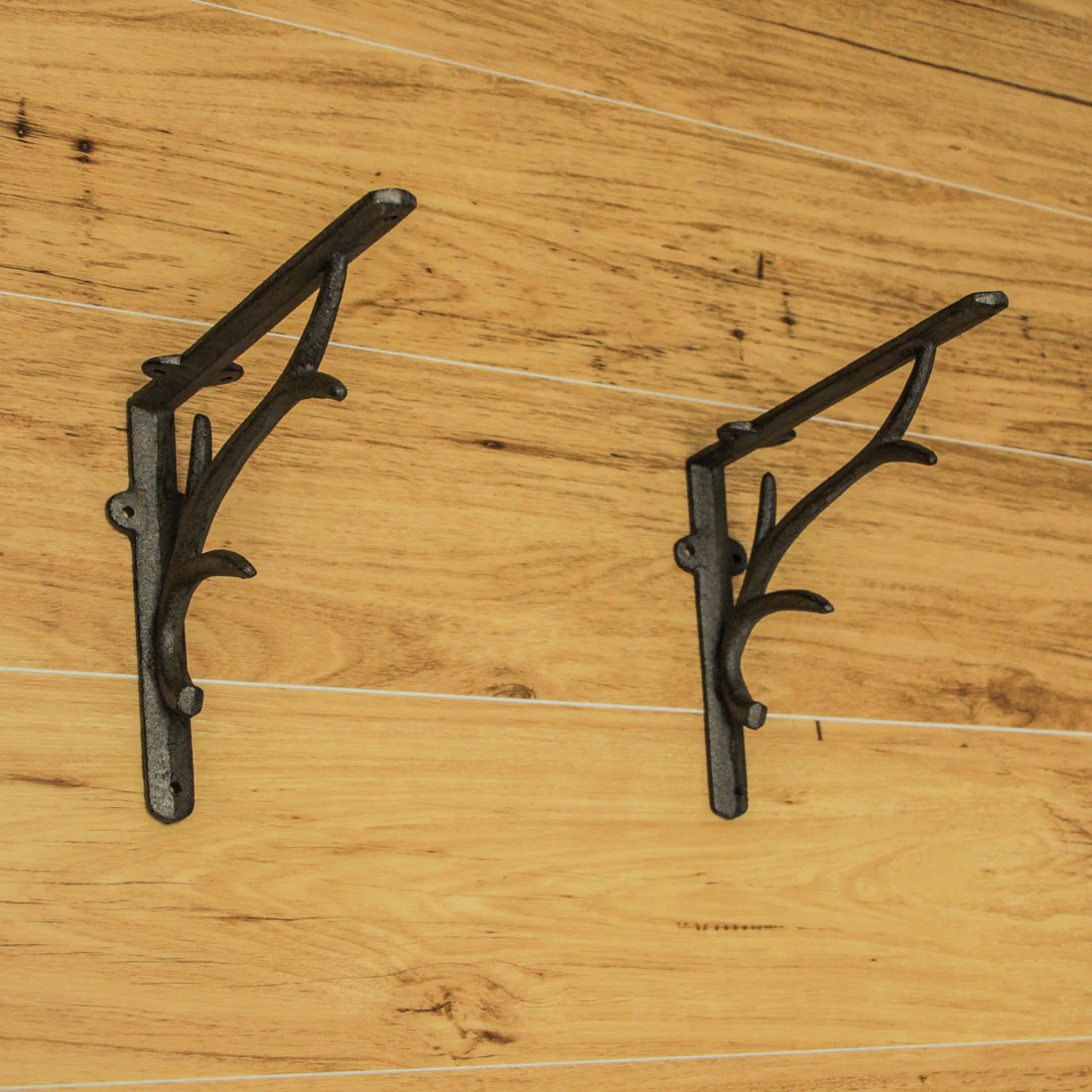 Set of 2 Cast Iron Deer Antler Decorative Shelf Brackets - Image 12