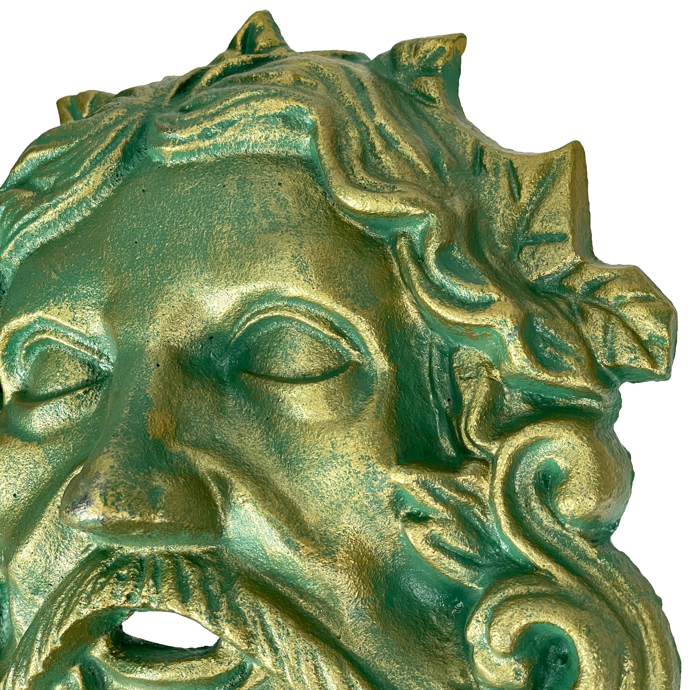 Cast Iron Celtic Green Man Wall Décor Art Hanging | Symbol of Nature's Rebirth and Growth | Indoor/Outdoor Use | Available in Bronze and Verdigris Green Finishes | 9.75" Tall - Image 6
