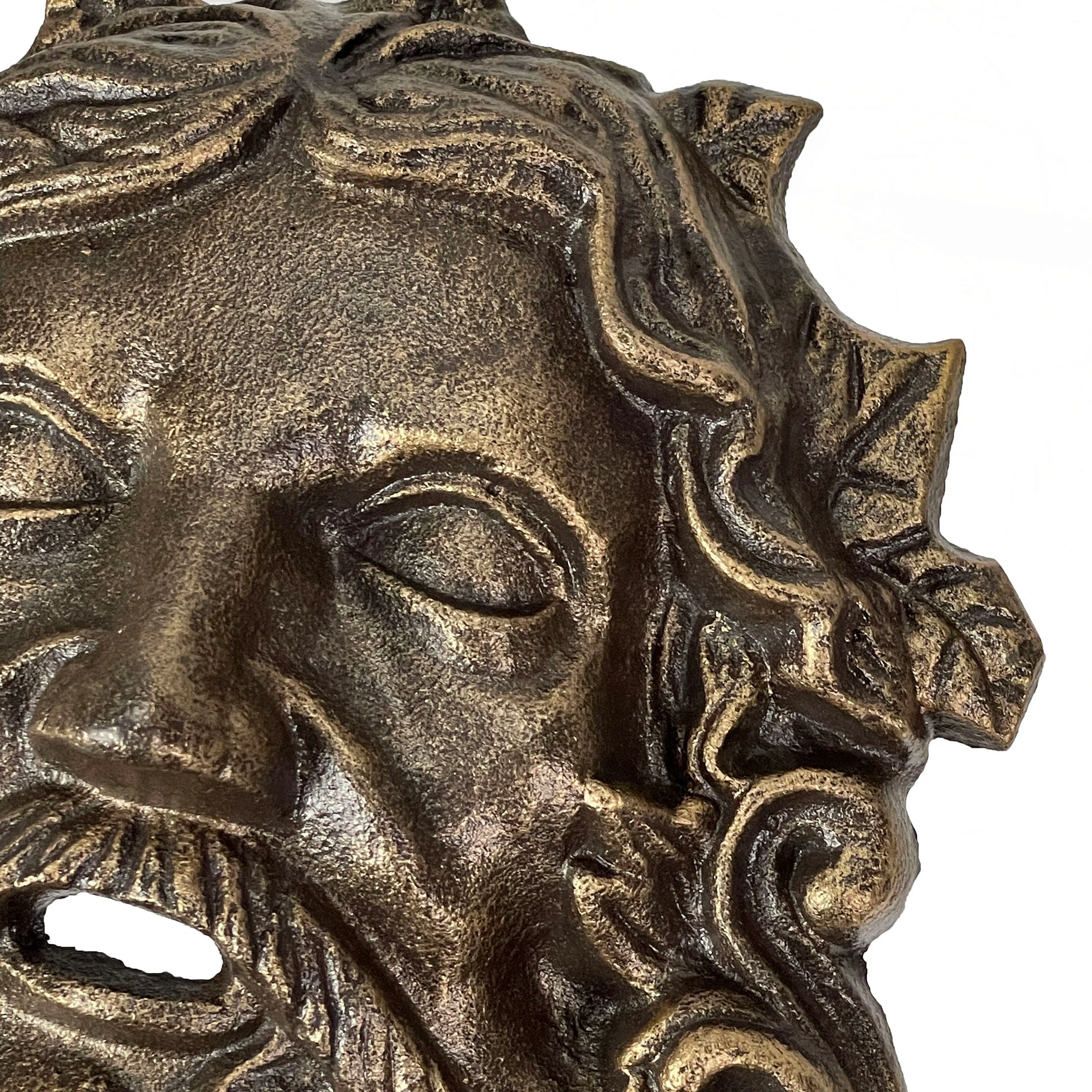 Cast Iron Celtic Green Man Wall Décor Art Hanging | Symbol of Nature's Rebirth and Growth | Indoor/Outdoor Use | Available in Bronze and Verdigris Green Finishes | 9.75" Tall - Image 7