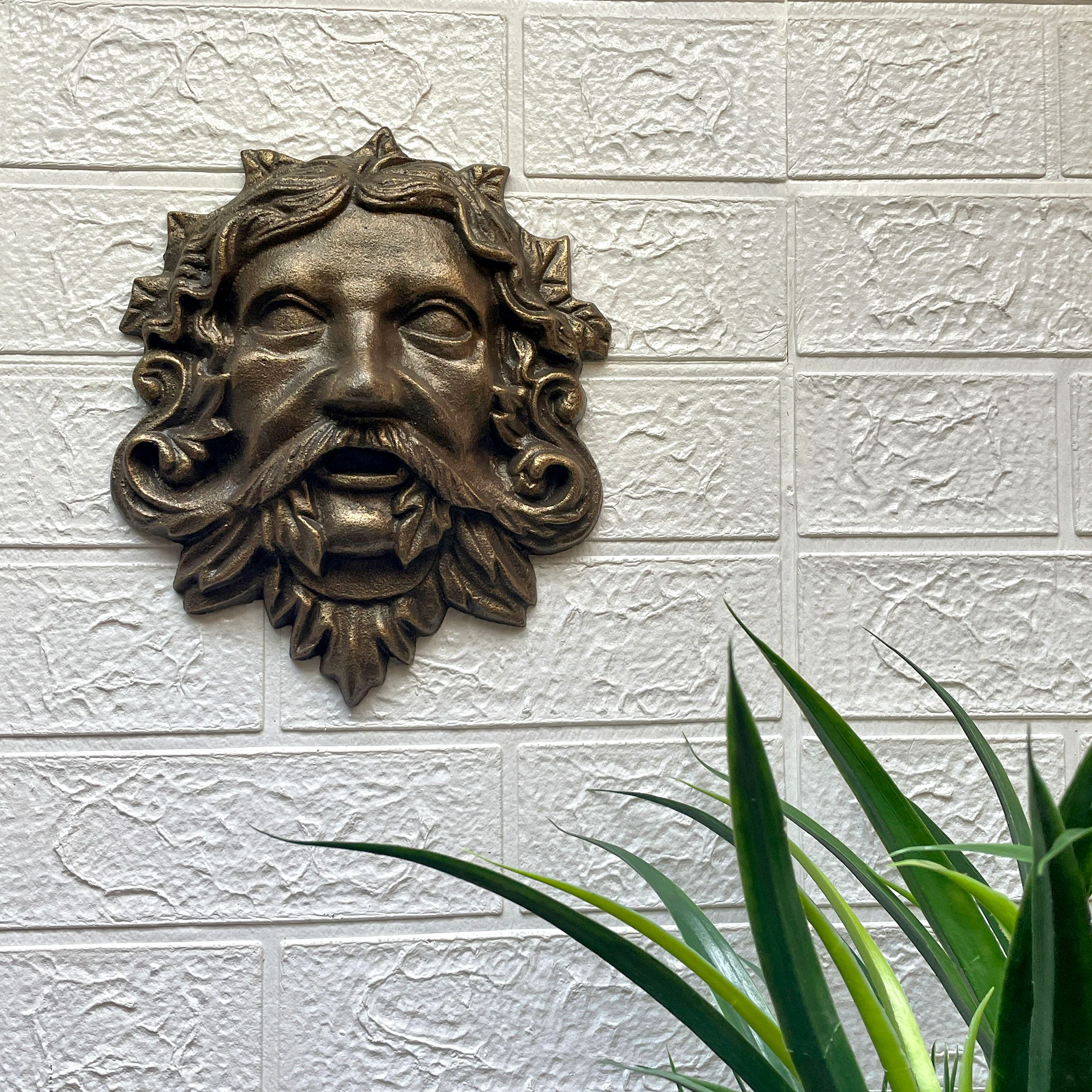 Cast Iron Celtic Green Man Wall Décor Art Hanging | Symbol of Nature's Rebirth and Growth | Indoor/Outdoor Use | Available in Bronze and Verdigris Green Finishes | 9.75" Tall - Image 9