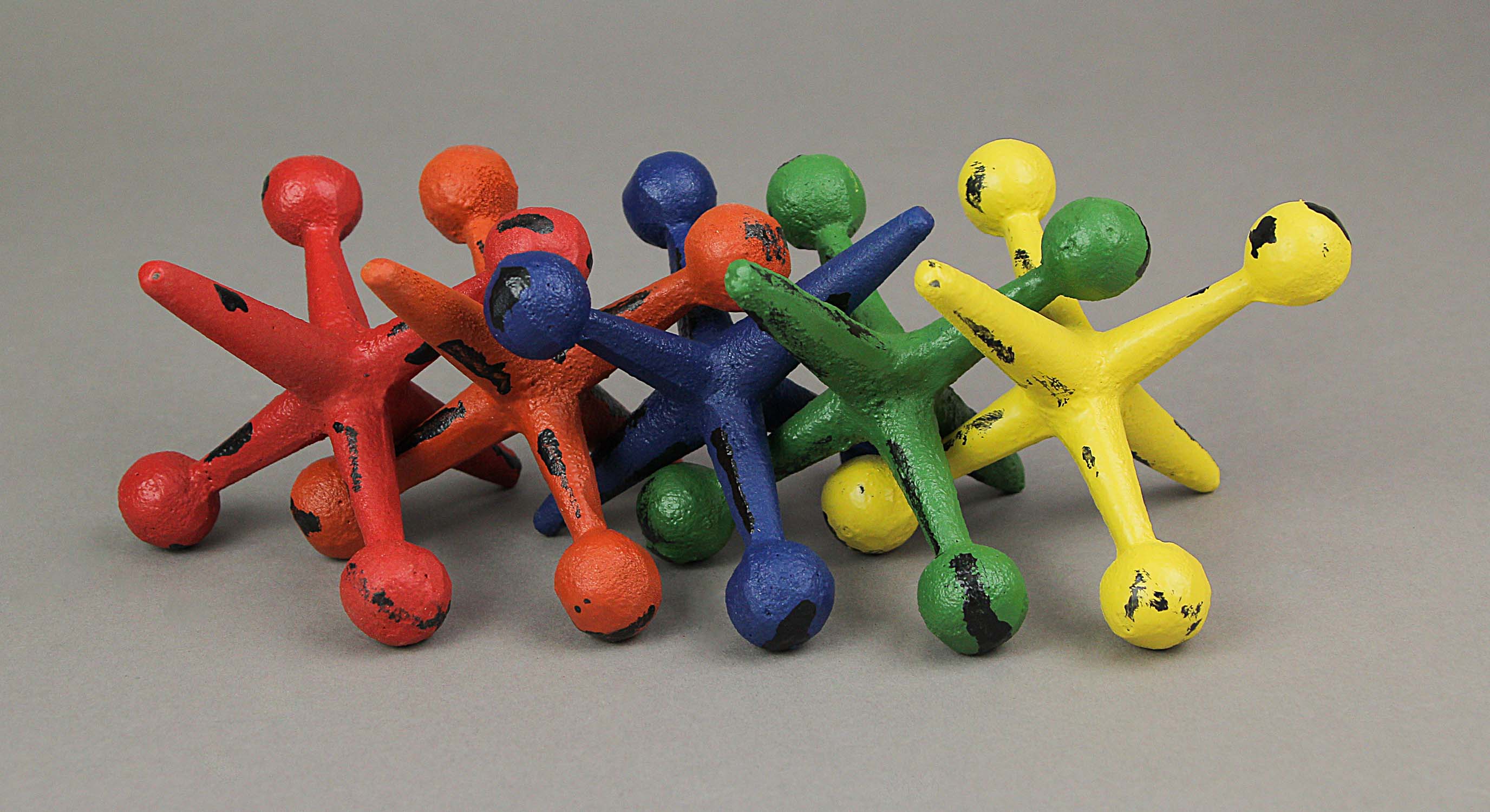 Set of 5 Colorful Cast Iron Decorative Toy Jack Distressed Finish Accent Sculptures - Image 8