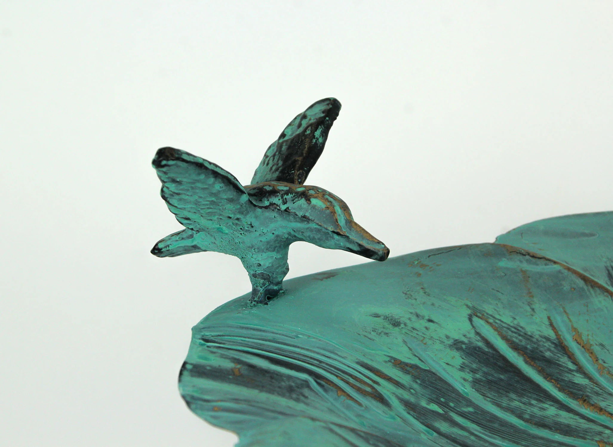 25 Inch Rustic Metal Bird Bath Outdoor Garden Verdigris Water Basin Yard Decor - Image 3