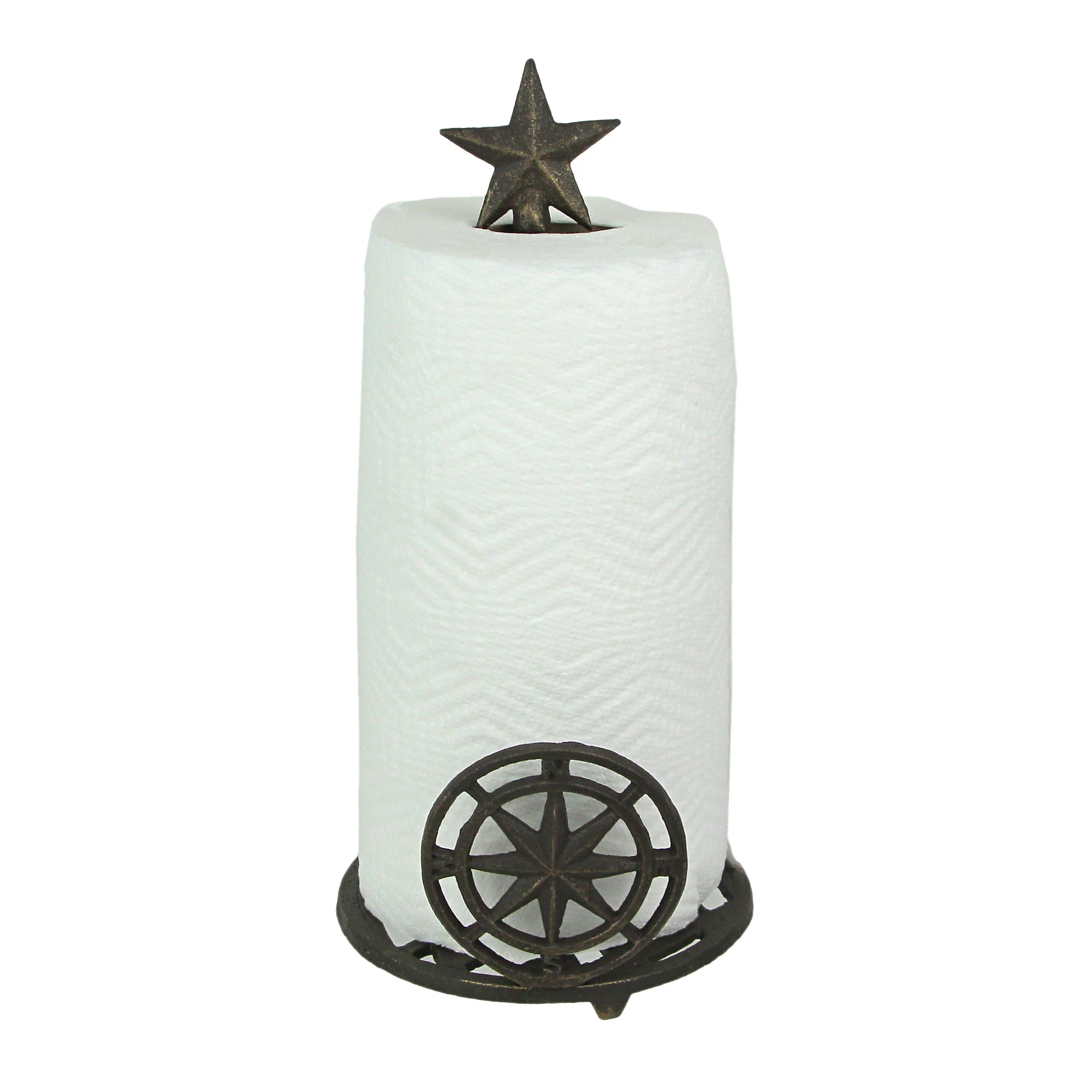 Cast Iron Compass Rose Countertop Paper Towel Holder Nautical Kitchen Decor - Image 3