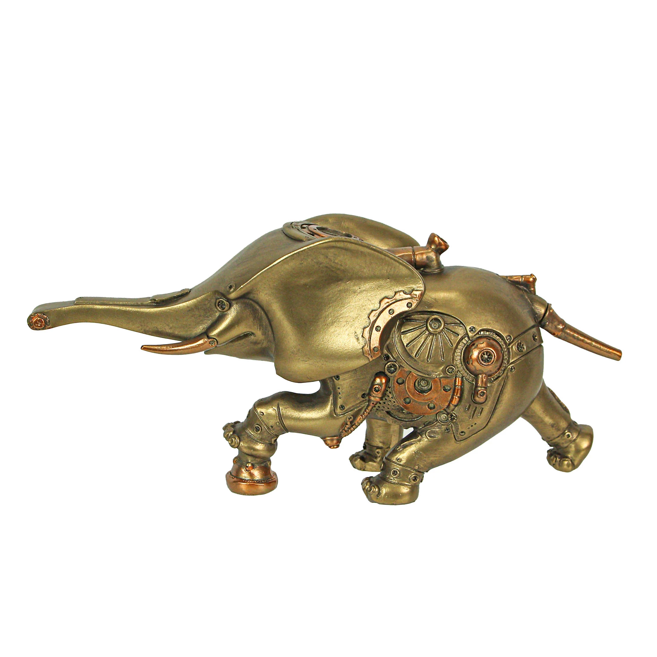 Bronze and Copper Finish Steampunk Elephant Statue Decorative Home Decor Figurine - Image 3