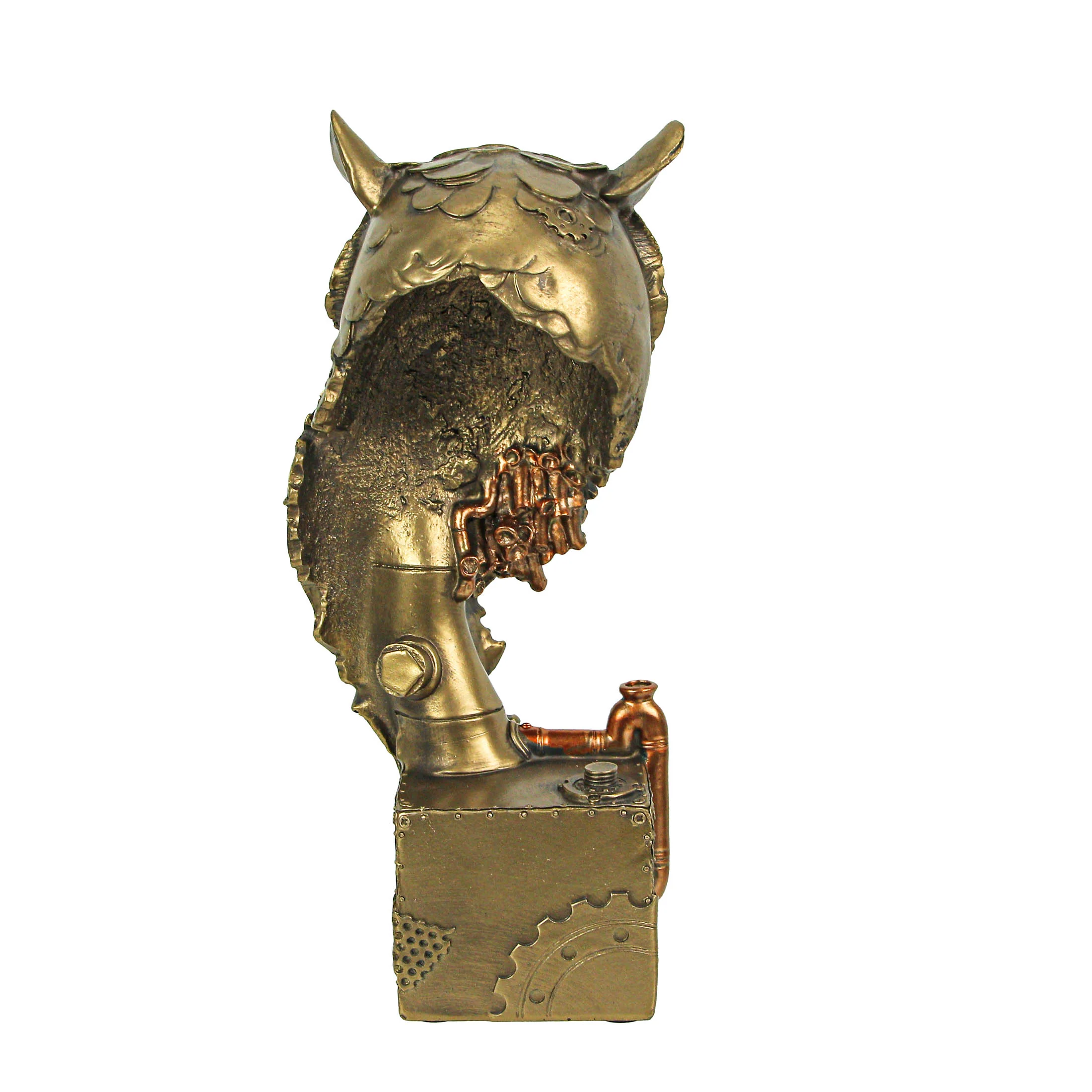 Resin Bronze Finish Steampunk Owl Sculpture Home Decor Statue Decorative Figurine - Image 5
