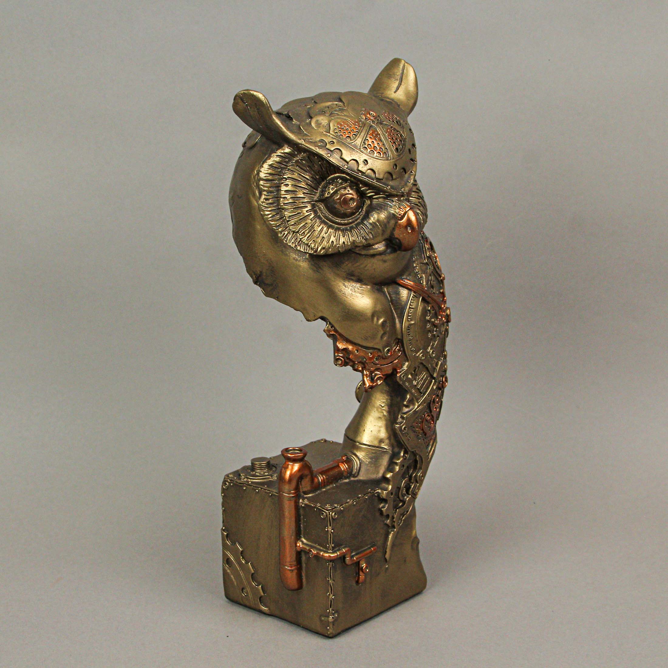 Resin Bronze Finish Steampunk Owl Sculpture Home Decor Statue Decorative Figurine - Image 8