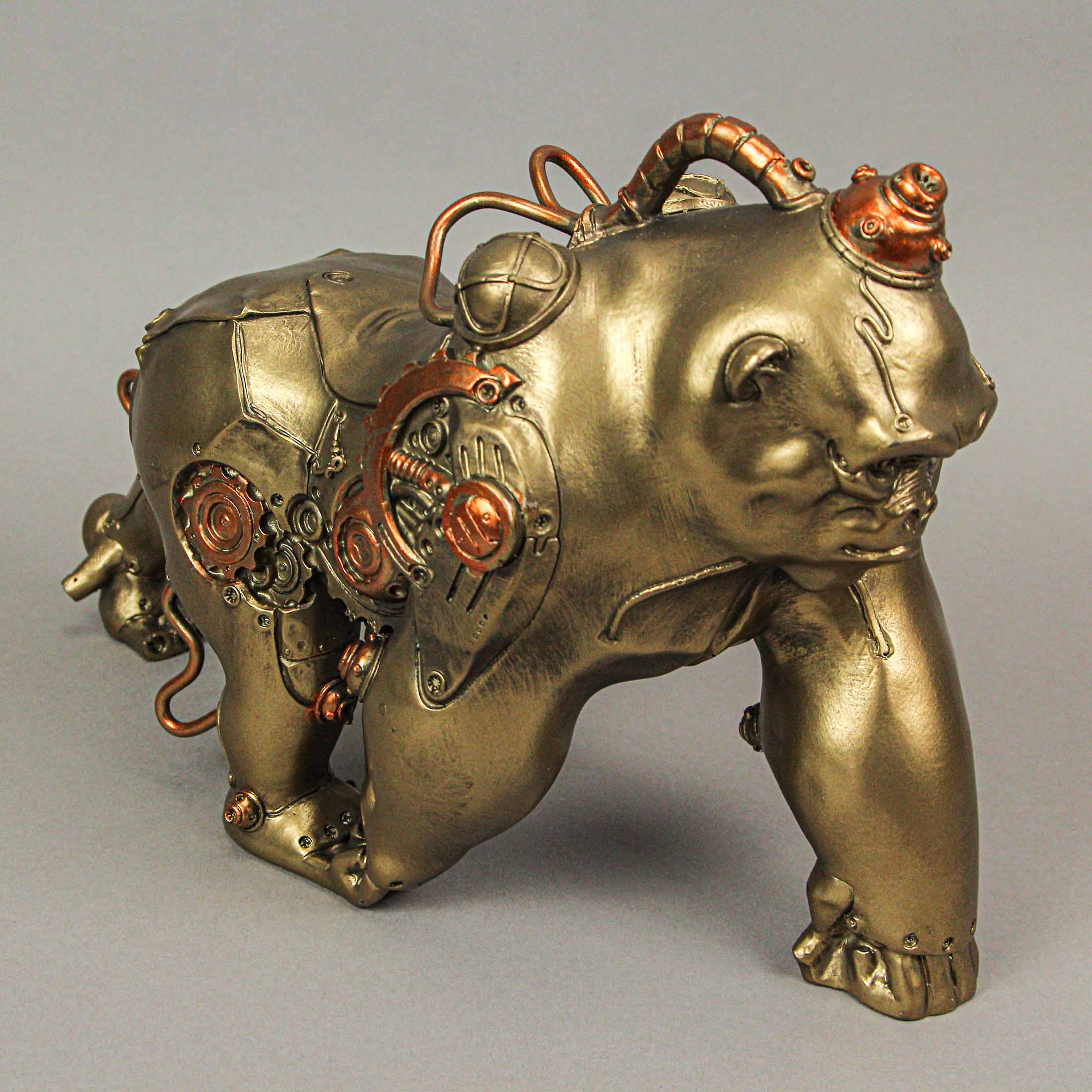 Resin Bronze Finish Steampunk Gorilla Sculpture Home Decor Statue Figurine Art - Image 7