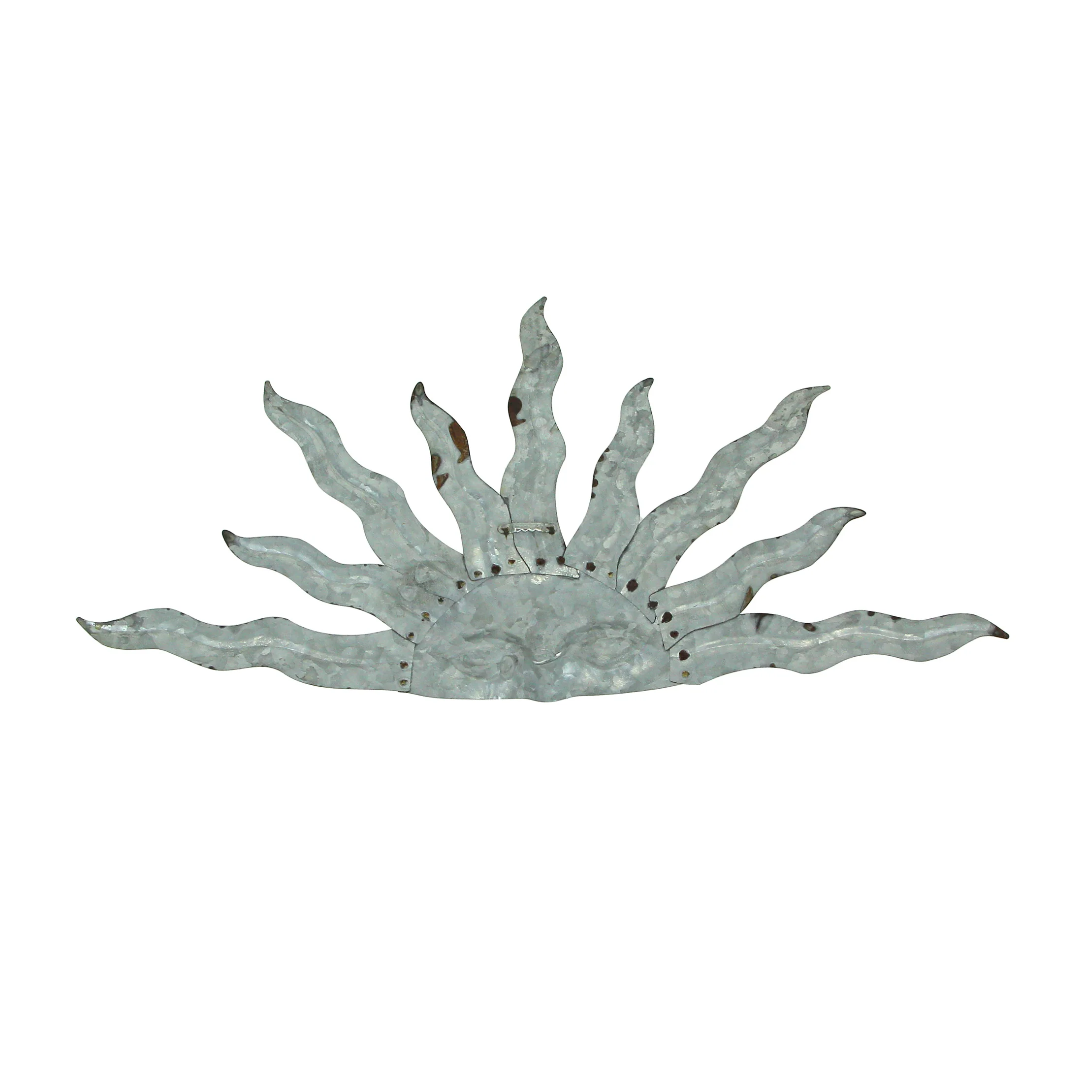 24 Inch Galvanized Metal Half Sun Face Wall Hanging Art Home Garden Decor Plaque - Image 3