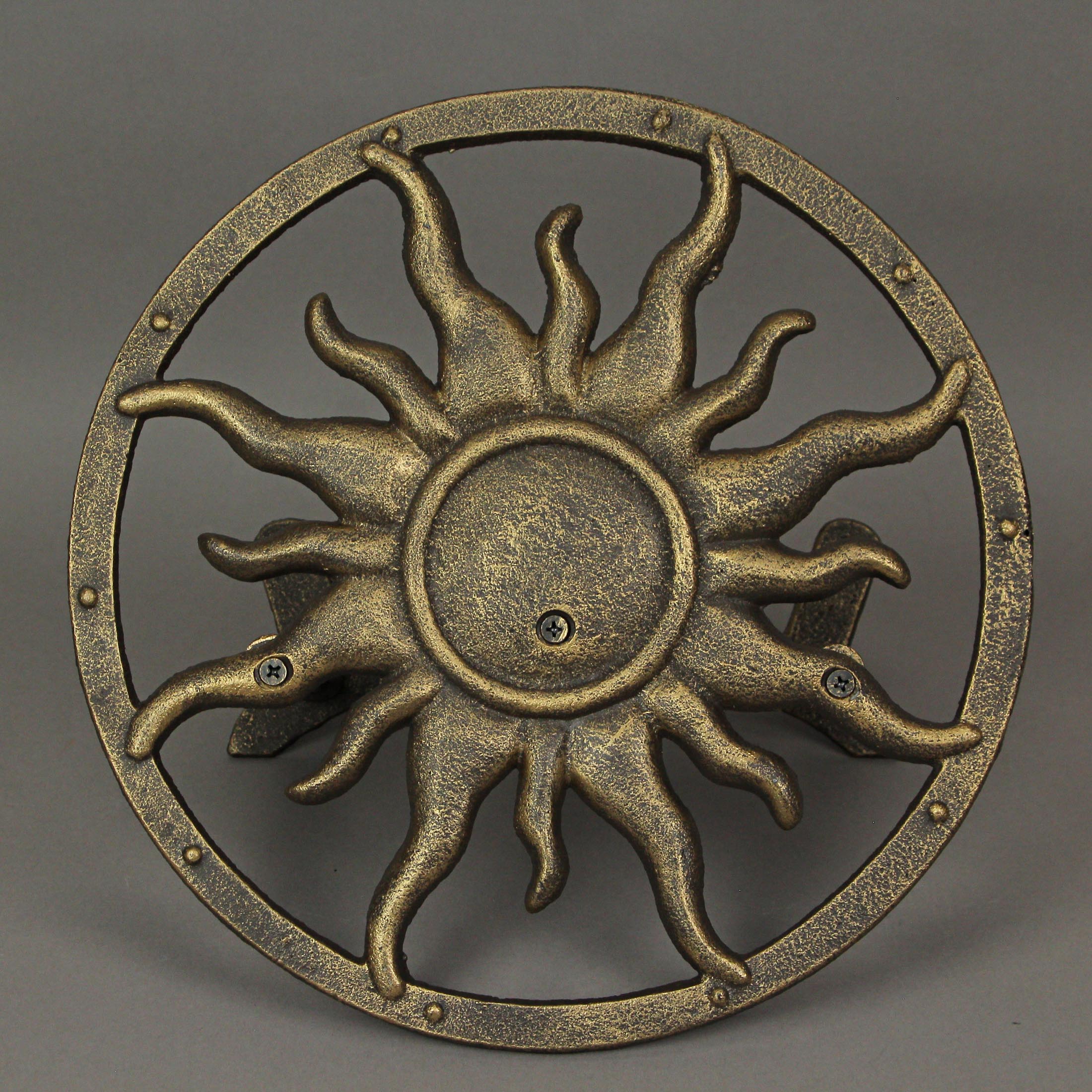 Bronze Finish Cast Iron Sun Wall Mounted Hanging Garden Hose Holder Celestial Outdoor Decor - Image 7