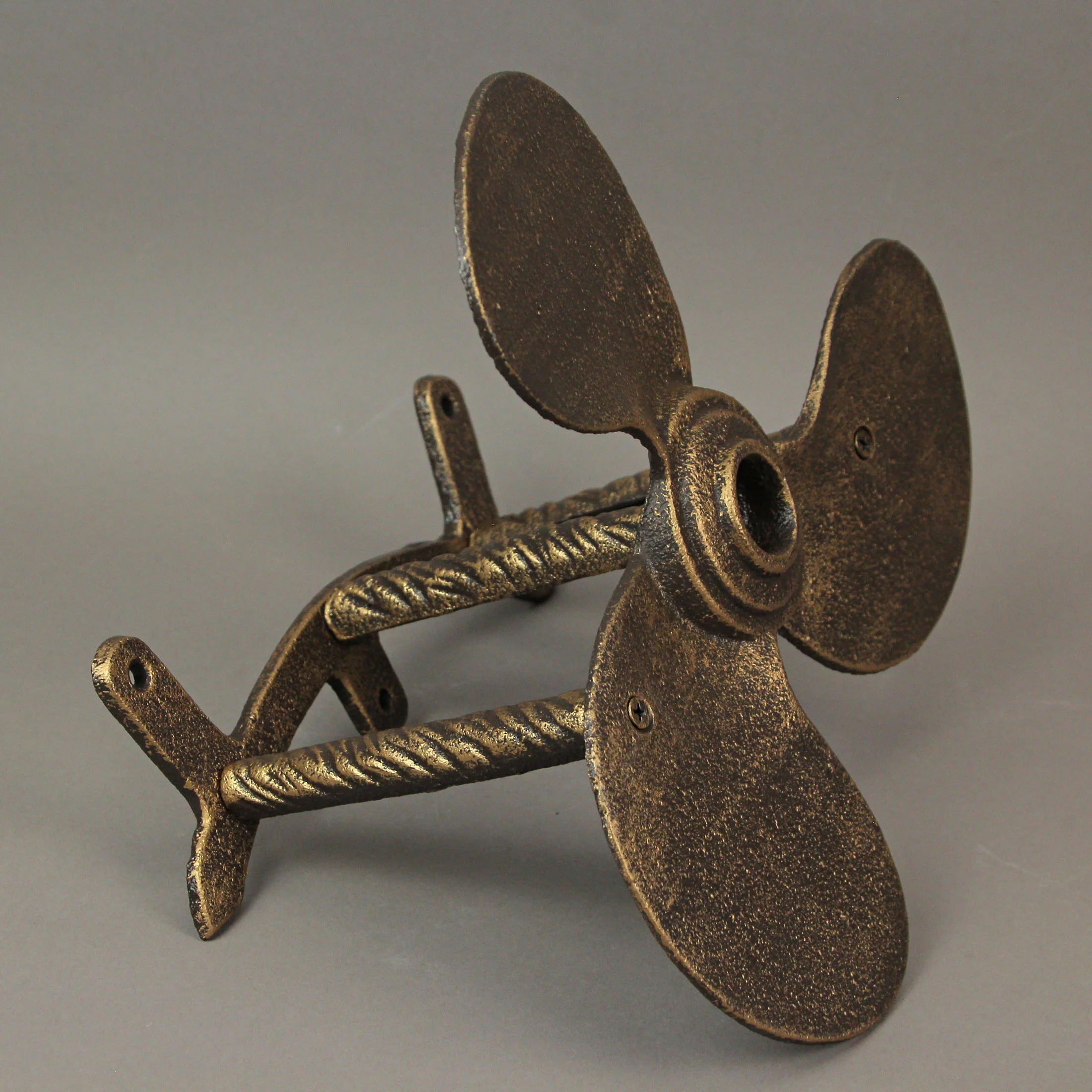 Bronze Cast Iron Boat Propeller Wall Mounted Decorative Garden Hose Holder Decor - Image 5