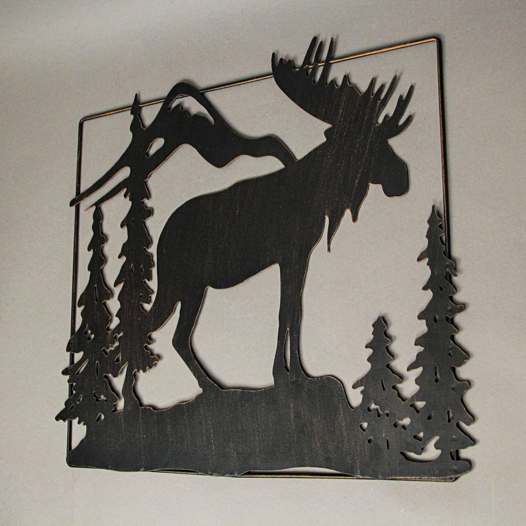 Set of 2 Laser-Cut Black Metal 18 Inch Moose Wall Hangings Rustic Cabin Lodge Decor Art - Image 10