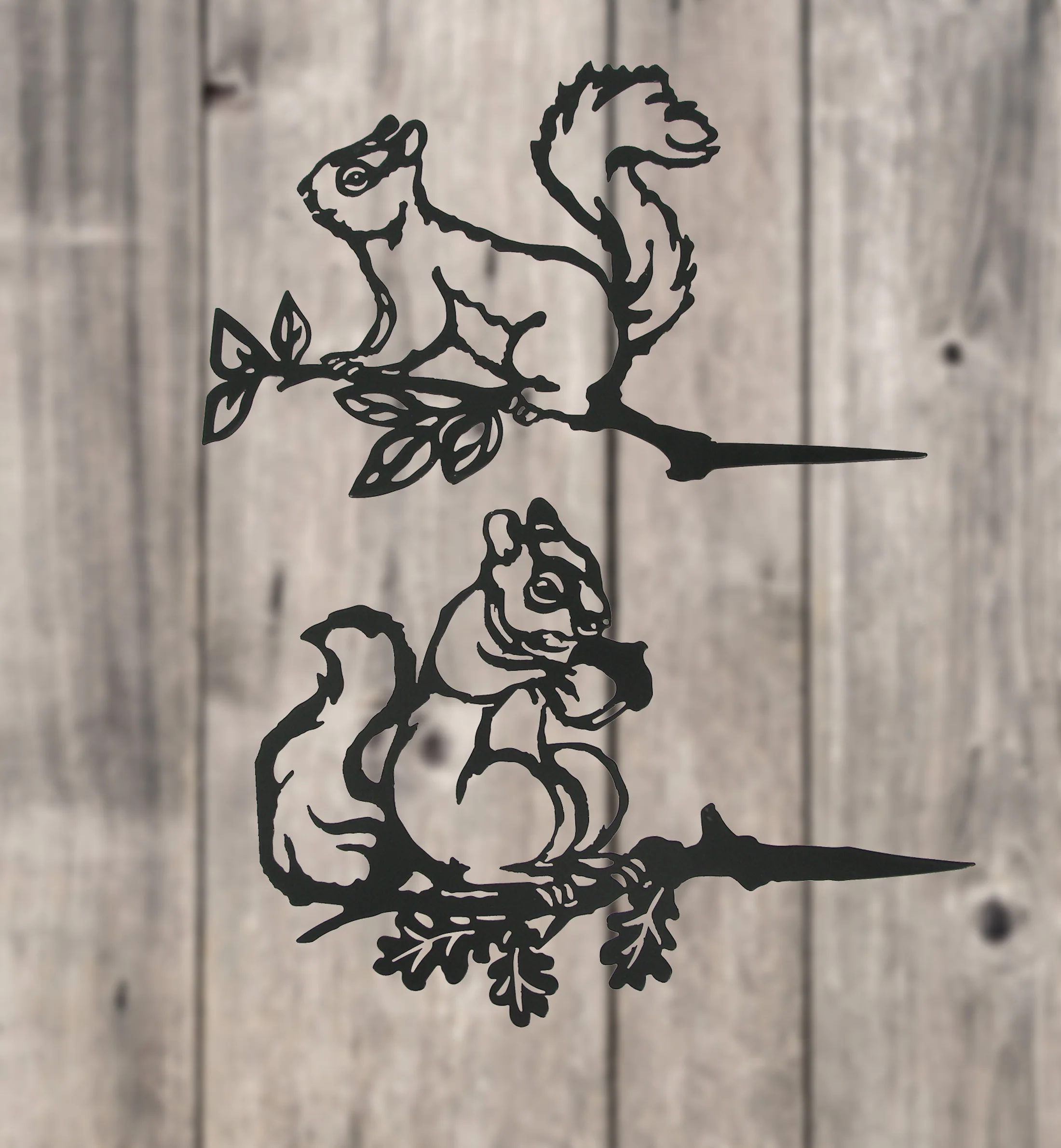 Set of 2 Black Metal 11 Inch Squirrel Tree Stakes Outdoor Yard Art Home Garden Fence Decor - Image 5
