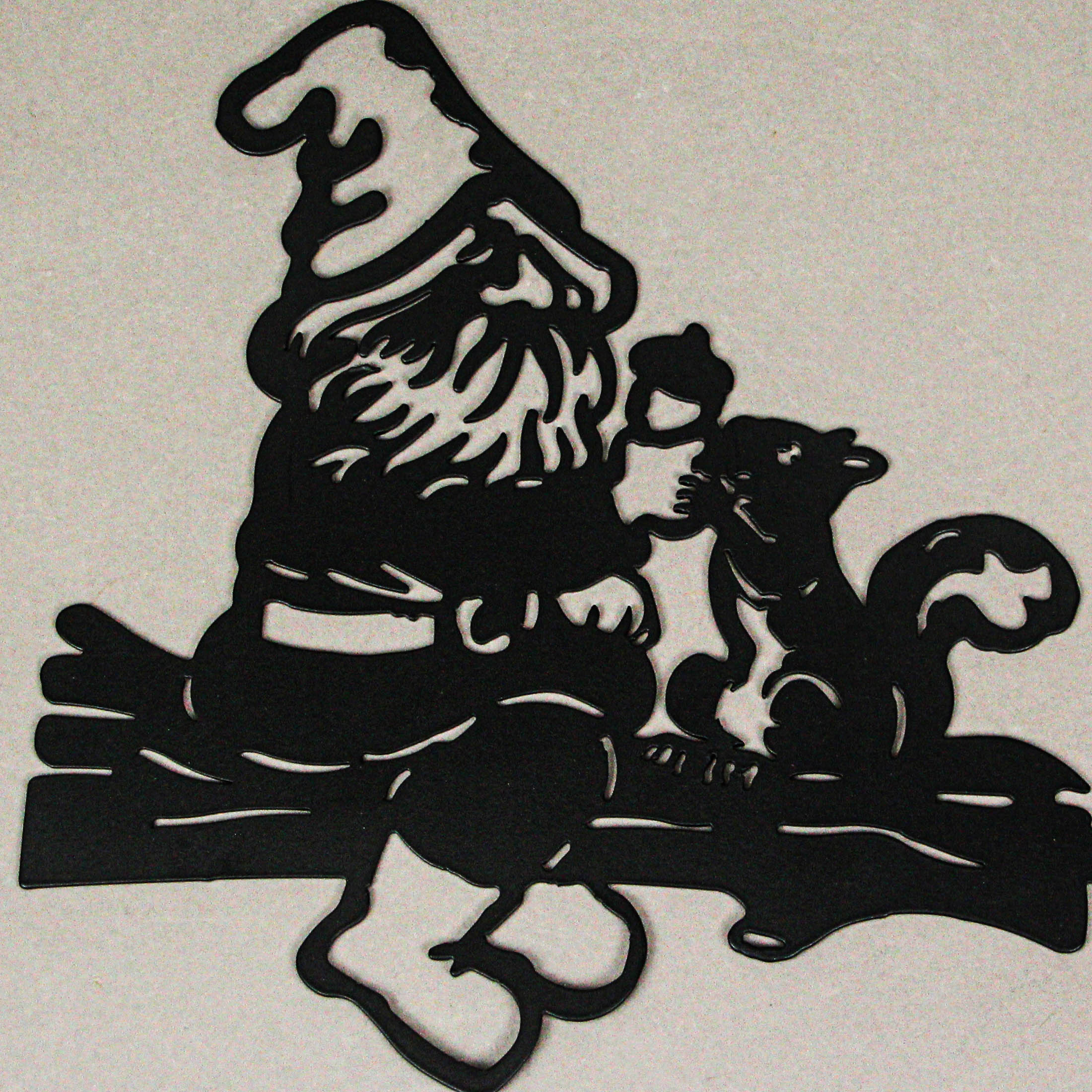 Set of 2 Black Metal Laser-Cut Garden Gnome Silhouette Decorative Outdoor Tree Stakes Yard Art - Image 9