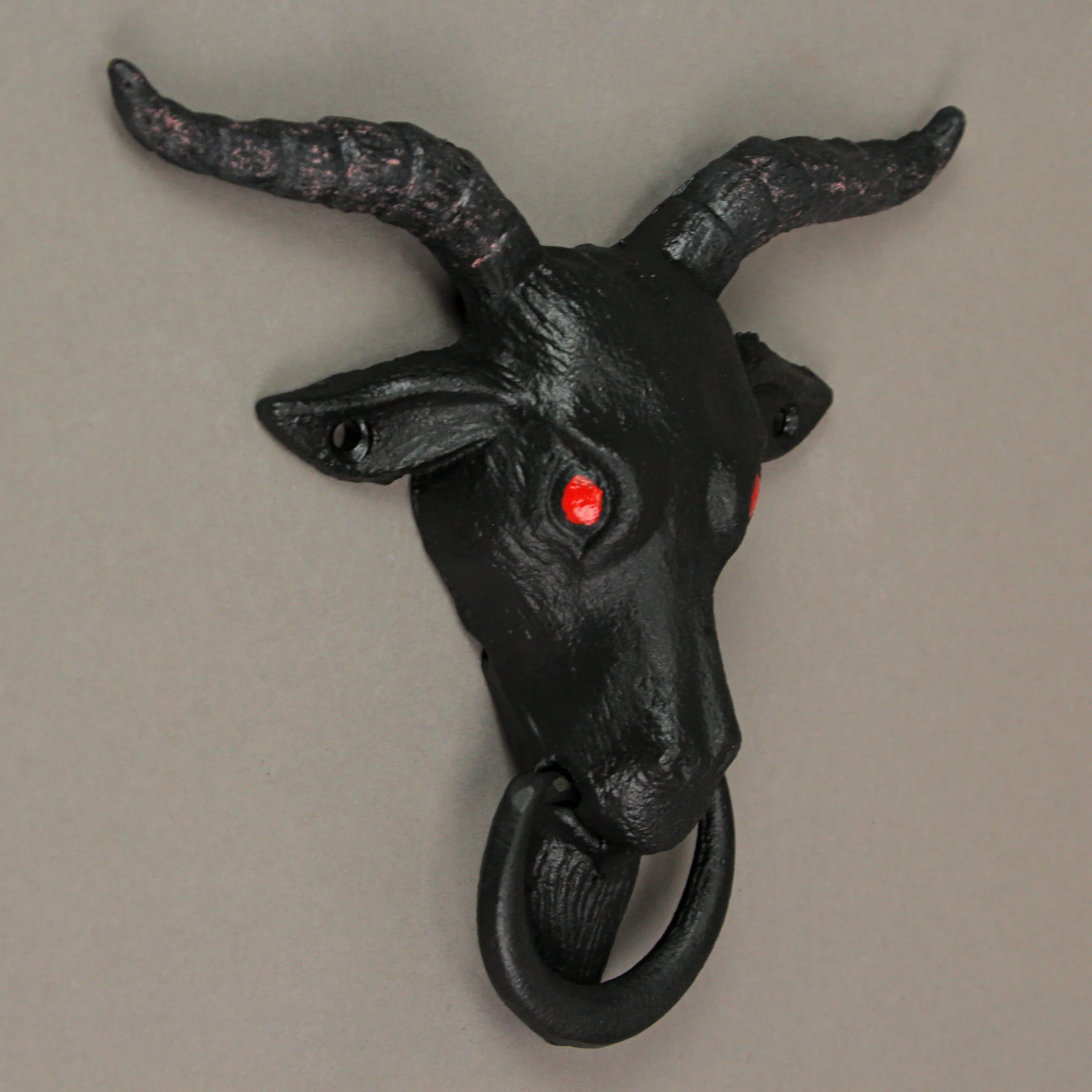Black Enamel Cast Iron Baphomet Decorative Door Knocker Home Entrance Decor - Image 6