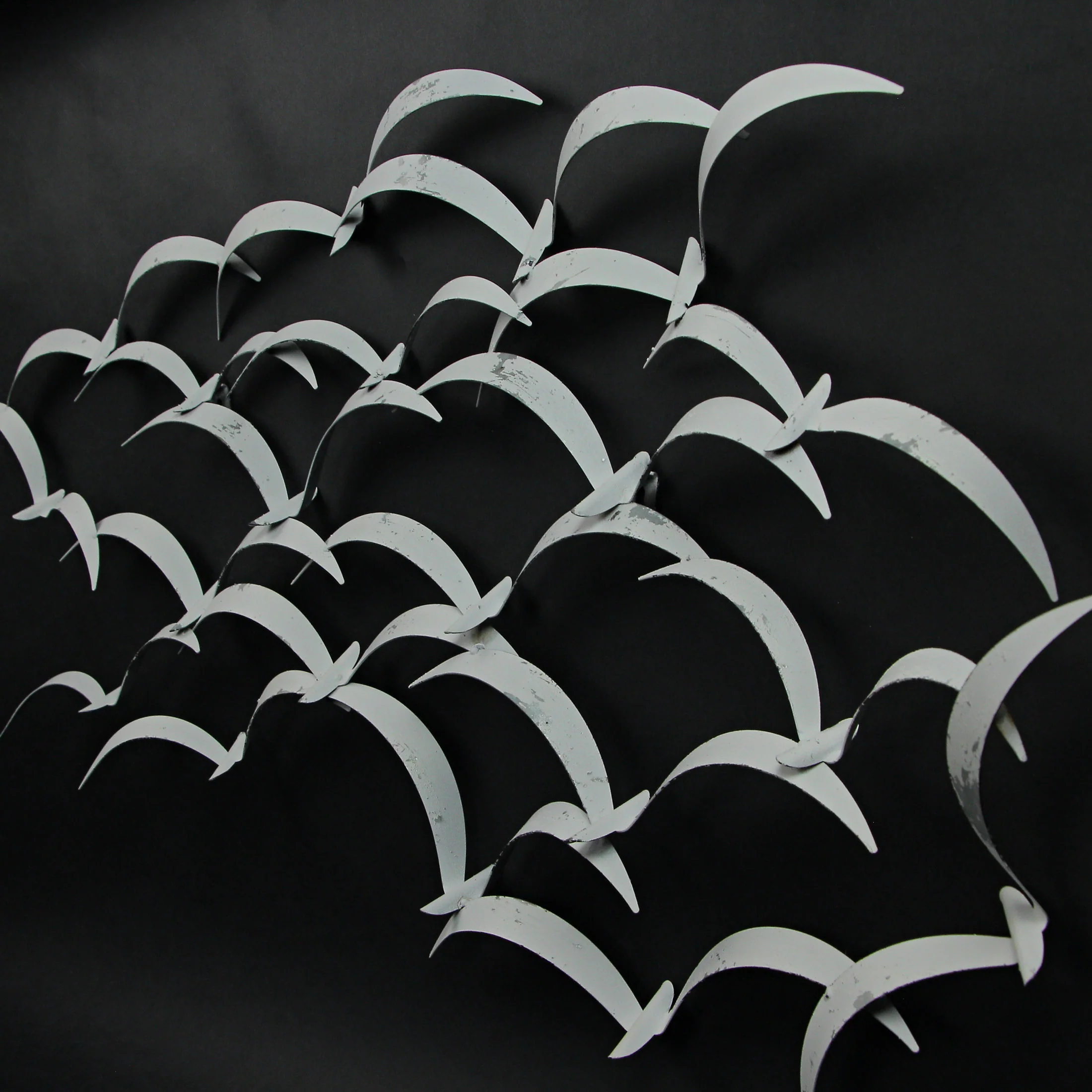 32 Inch White Metal Flock Of Birds Wall Art Modern Coastal Home Decor Sculpture - Image 6