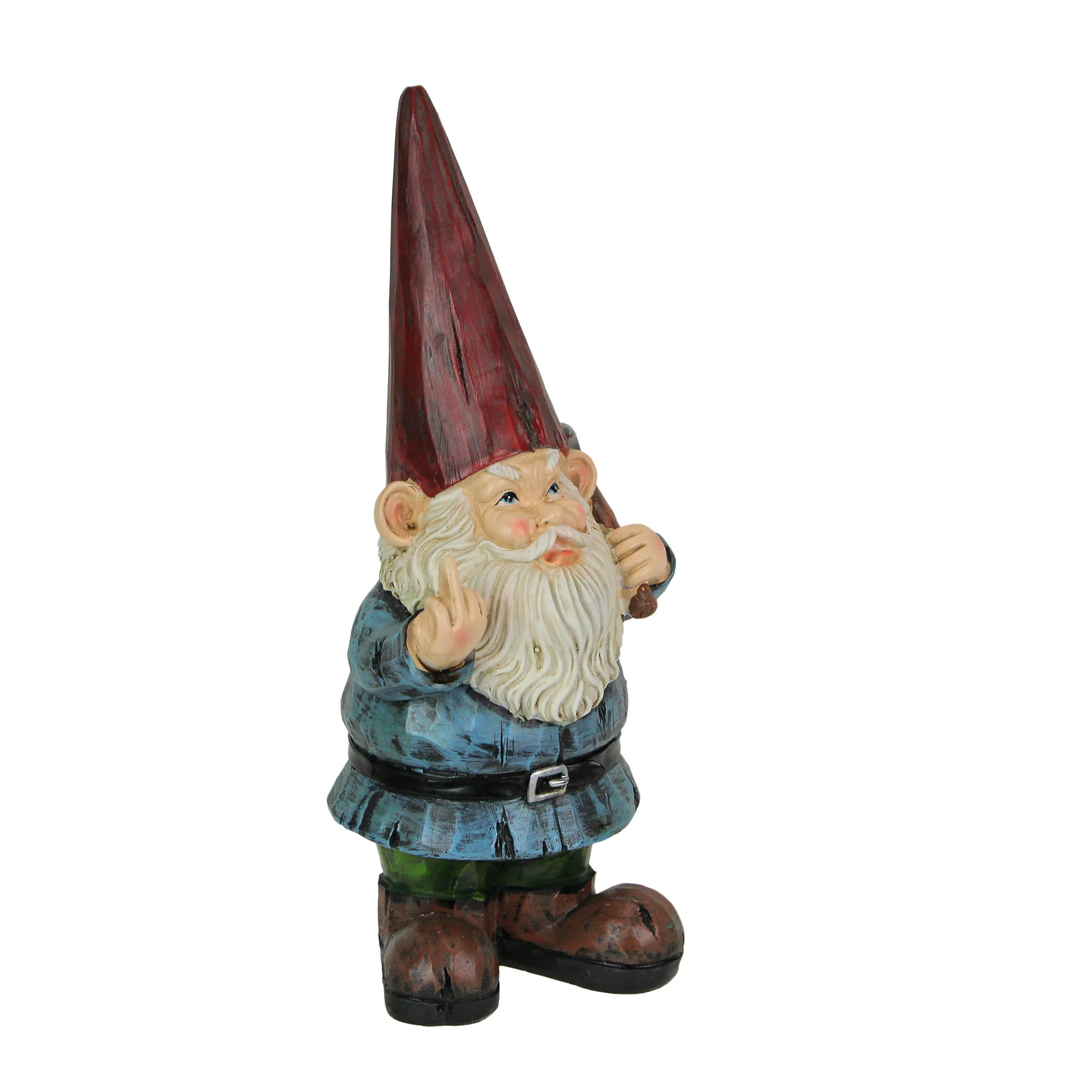 12 Inch Tall Grumpy Gnome Middle Finger Garden Statue Home Decor Outdoor Greeter - Image 3