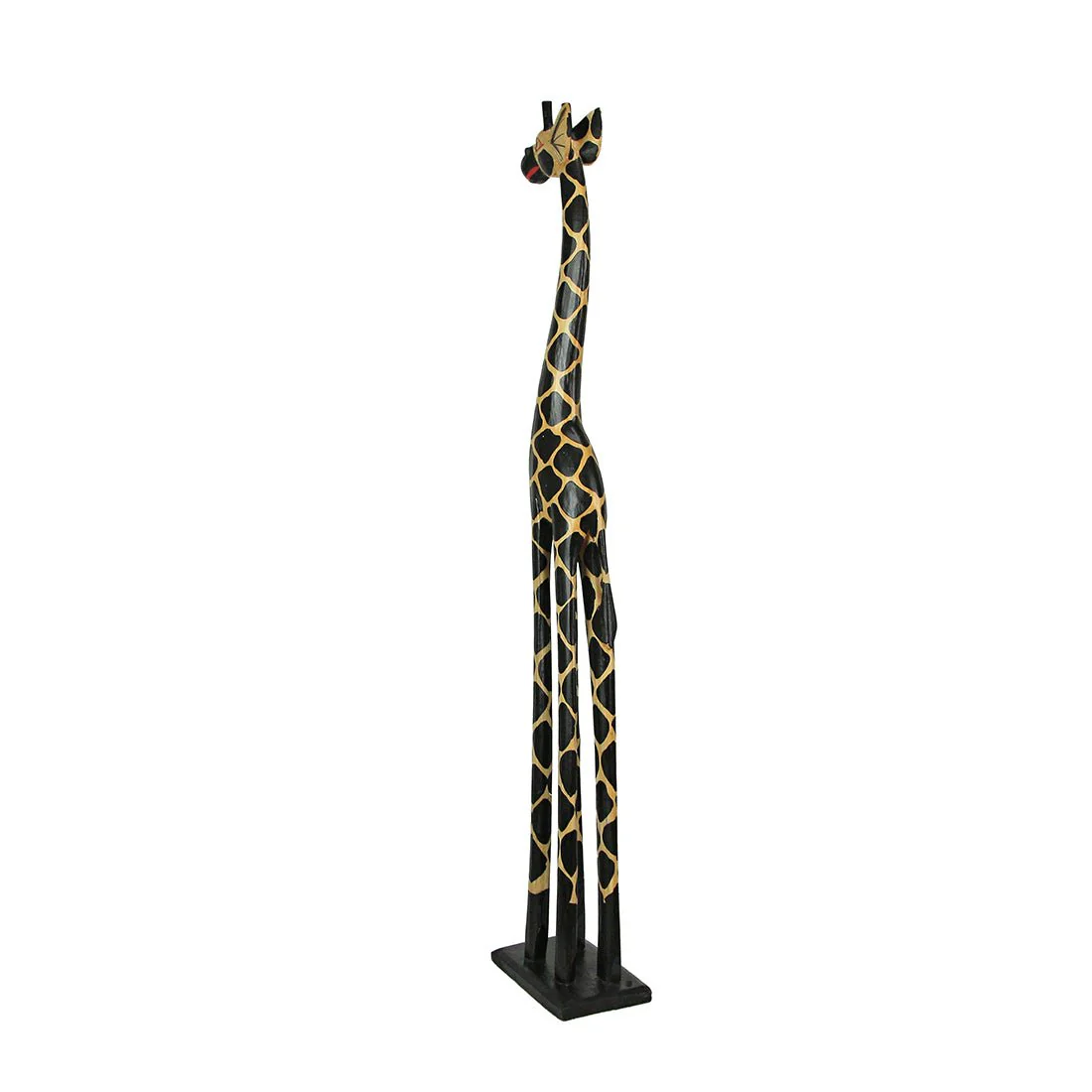 36-Inch Hand-Carved Wooden African Statues - Exquisite Zebra and Giraffe Sculptures - Indigenous Indonesia Art Decor - Elegant Home Figurines Set - Image 26