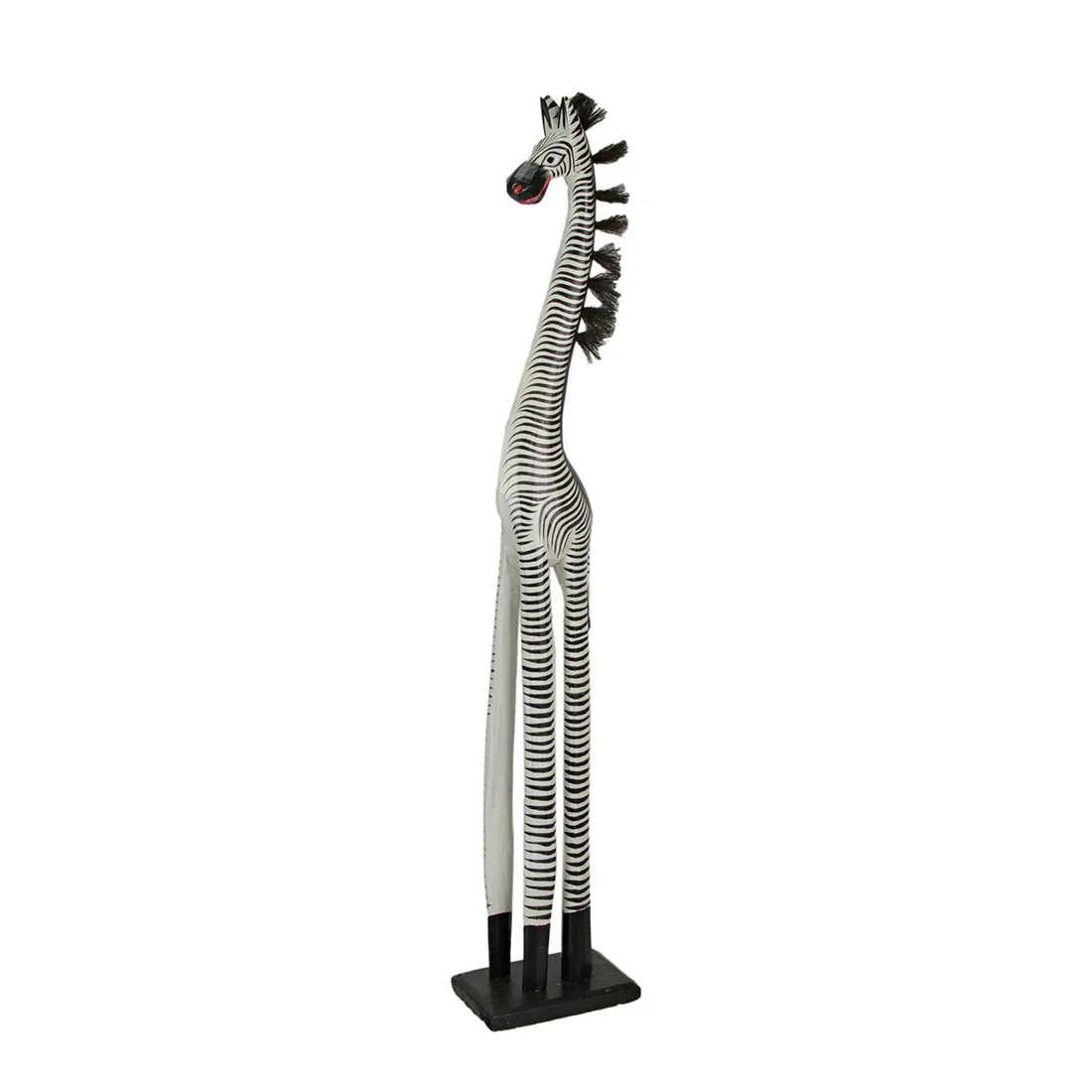 36-Inch Hand-Carved Wooden African Statues - Exquisite Zebra and Giraffe Sculptures - Indigenous Indonesia Art Decor - Elegant Home Figurines Set - Image 8